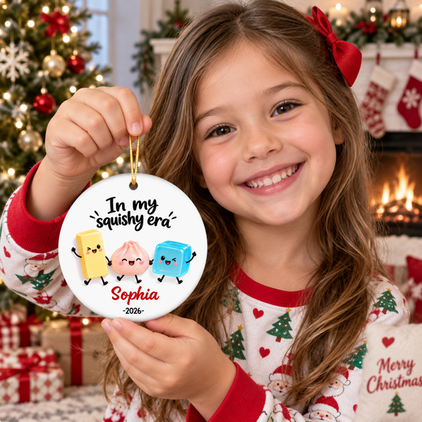 Squishy Collector Custom Christmas Keepsake, Cute Design Holiday Gift For Squishmallow Fans - Personalized Ceramic Ornament