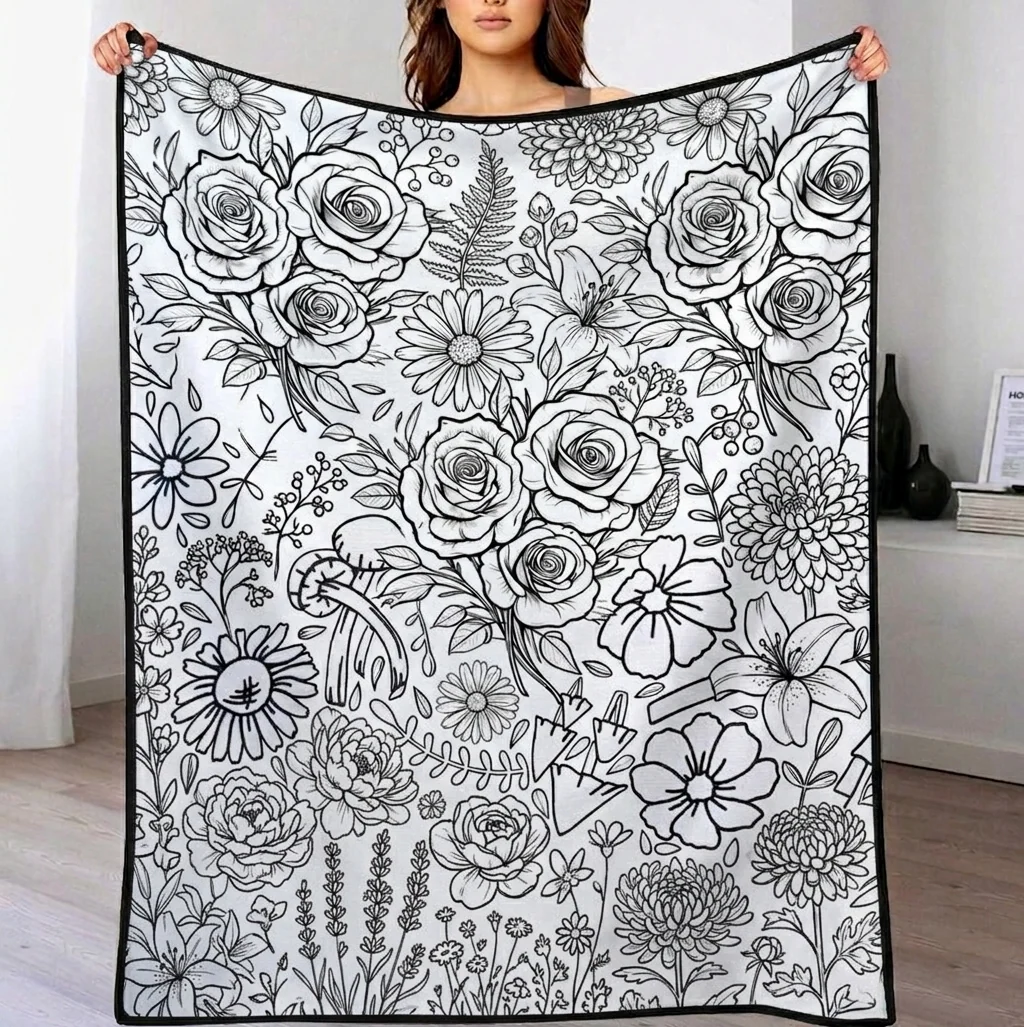 DIY Drawing Blanket – Color Your Own Washable Doodle Blanket with 24 Markers, Christmas Gift for Kids & Adults