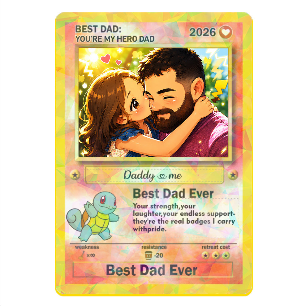 Personalized 2026 Trading Card Plaque with Photo & Names – Best Dad Ever Custom Collectible Gift for Dad Grandpa or Husband