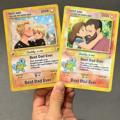 Personalized 2026 Trading Card Plaque with Photo & Names – Best Dad Ever Custom Collectible Gift for Dad Grandpa or Husband