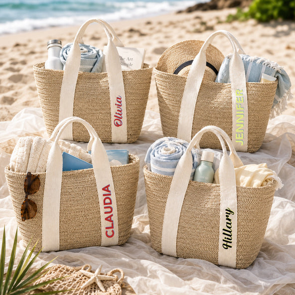 Colorful Name Summer Style - Personalized Straw Bag