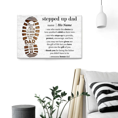 Father's Day Gifts, Stepped Up Dad Definition - Personalized Wrapped Canvas