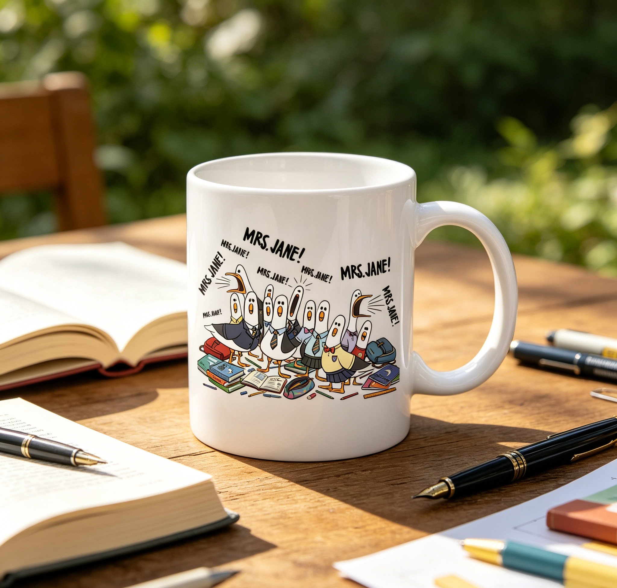 Personalized Seagull Students Calling Teacher Mug - Funny Custom Name 11oz White Coffee Cup for Teachers
