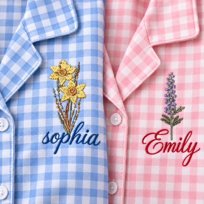Personalized Bridesmaid Pajama Set – Custom Name Cotton Plaid Sleepwear, Wedding & Bridal Shower Gift for Bridesmaids