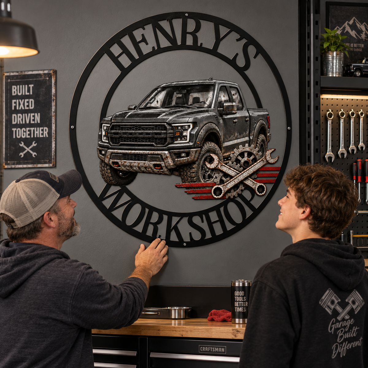 Custom Photo Mechanic Garage Wall Decor, Customized Keepsake Gift For Auto Enthusiast, Dad, Brother, Grandpa, Son - Personalized Metal Sign