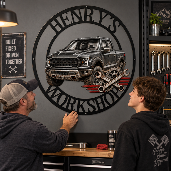 Custom Photo Mechanic Garage Wall Decor, Customized Keepsake Gift For Auto Enthusiast, Dad, Brother, Grandpa, Son - Personalized Metal Sign