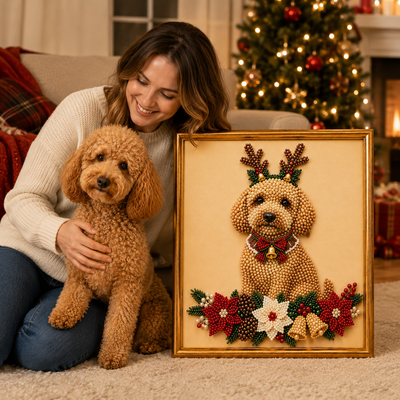 Custom Pet Pearl Art DIY Kit – Personalized Reindeer Antler Design – Christmas Home Decor Gift for Pet Lovers