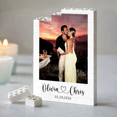 Custom Photo Brick Puzzle Frame, Romantic Keepsake Gift for Couples, Perfect for Valentine's Day & Anniversaries