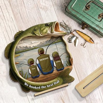 Best Catch Ever Dad Fishing - Personalized 2-Layered Wooden Plaque - Heartfelt Gift For Fishing Dad, Gift For Husband
