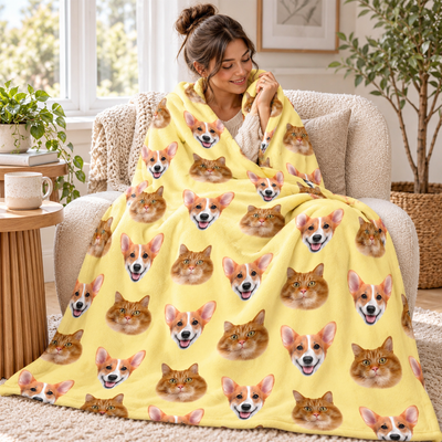 Personalized Funny Face Photo Blanket, Custom Picture Blanket, Unique Funny Gift for Him Her