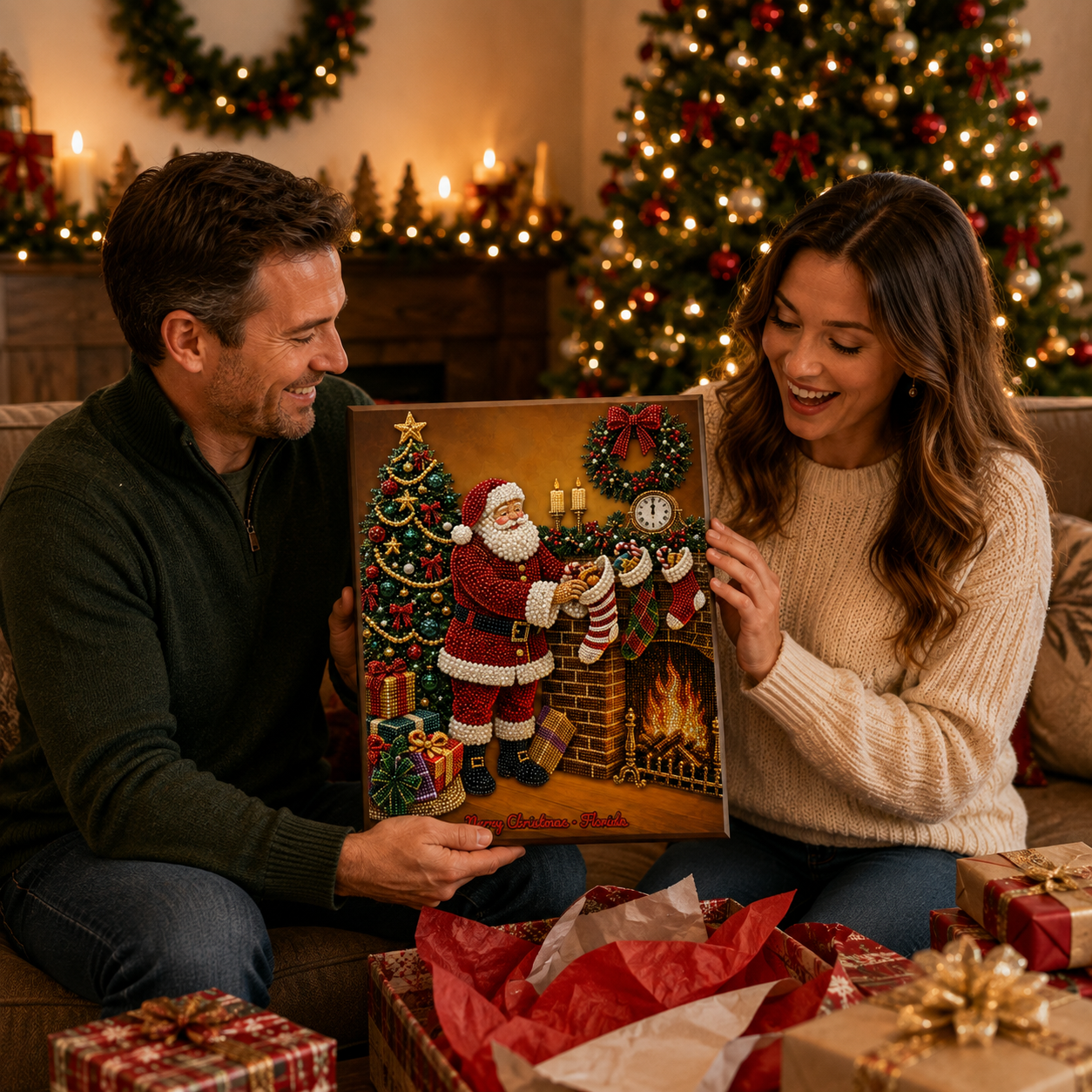 3D Pearl Art DIY Kit – Personalized Name Christmas Canvas Wall Decor for Holiday Decor & Gifts for Family and DIY Lovers
