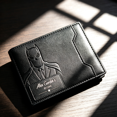 Personalized Batman Leather ID Card Holder Custom Name Superhero Card Wallet For Men