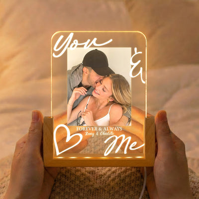 You & Me Forever & Always Annviersary Gift For Her, Him - Personalized Night Light