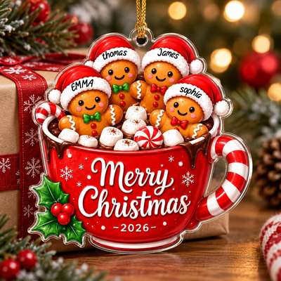 Custom Family Names, Family Xmas, Gingerbread - Personalized Ornament