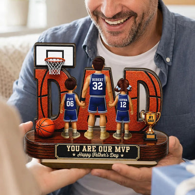 Basketball Dad Legend You Are Our MVP - Personalized 2-Layered Wooden Plaque - Father's Day Gift For Dad