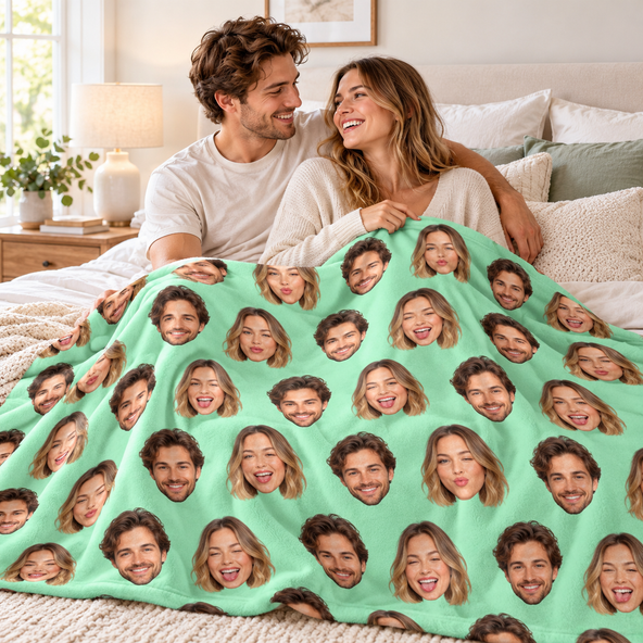 Personalized Funny Face Photo Blanket, Custom Picture Blanket, Unique Funny Gift for Him Her
