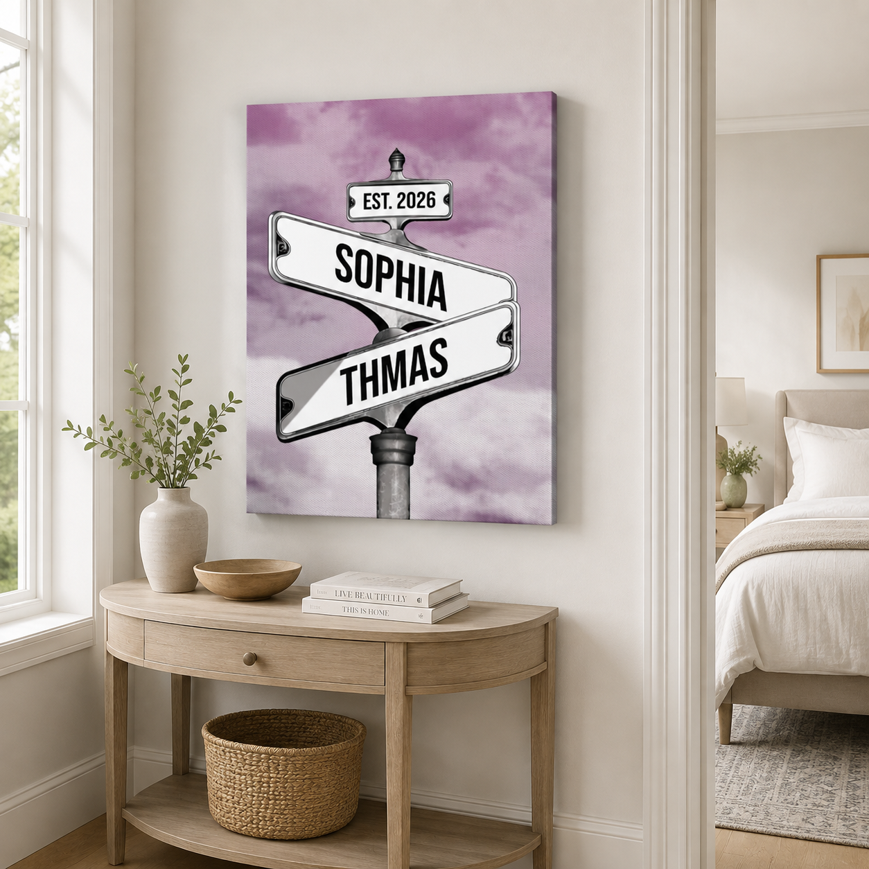 Personalized Canvas Vintage Street Sign for Couples