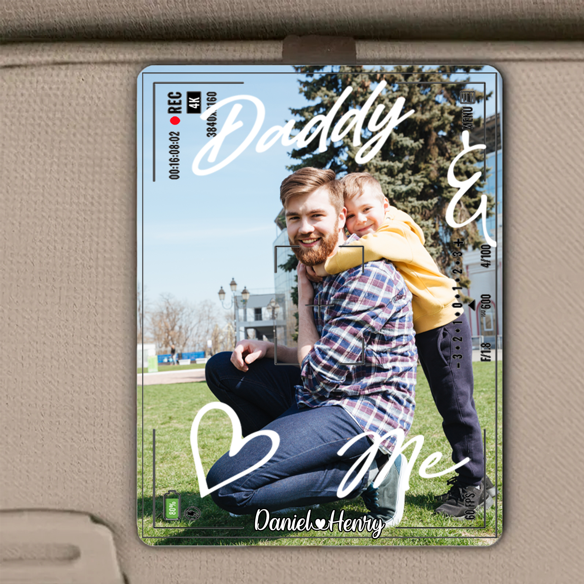 Record Daddy & Me - Personalized Photo Car Visor Clip Father's Day Gifts For Dad, Grandpa