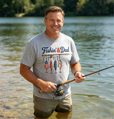 Fishin' & Dad Personalized Name Shirt- Father's Day Gift for Dad, Husband