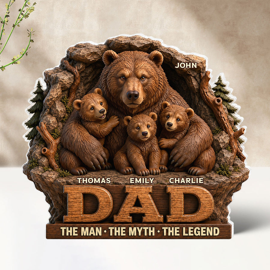 Bear Dad The Man The Myth The Legend - Personalized Acrylic Block Plaque - Cool Father's Day Gift For Dad