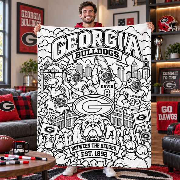 Football Doodle Blanket, Vintage Football Team Style Blanket, Sporty Gridiron Doodle Warm, Gift for Football Fans