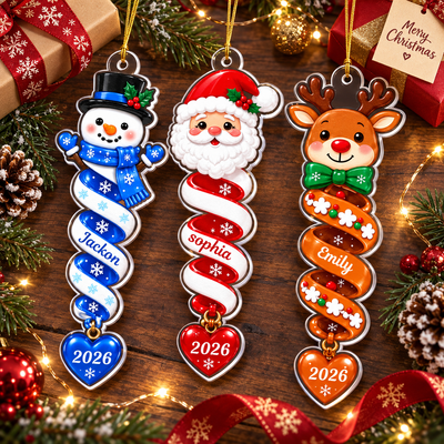 Custom Name Spiral Ornament Christmas, Ornament Gifts For Kids - Personalized Ornament