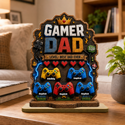 Personalized Gamer Dad Plaque – Custom Father’s Day Gaming Gift for Dad & Kids