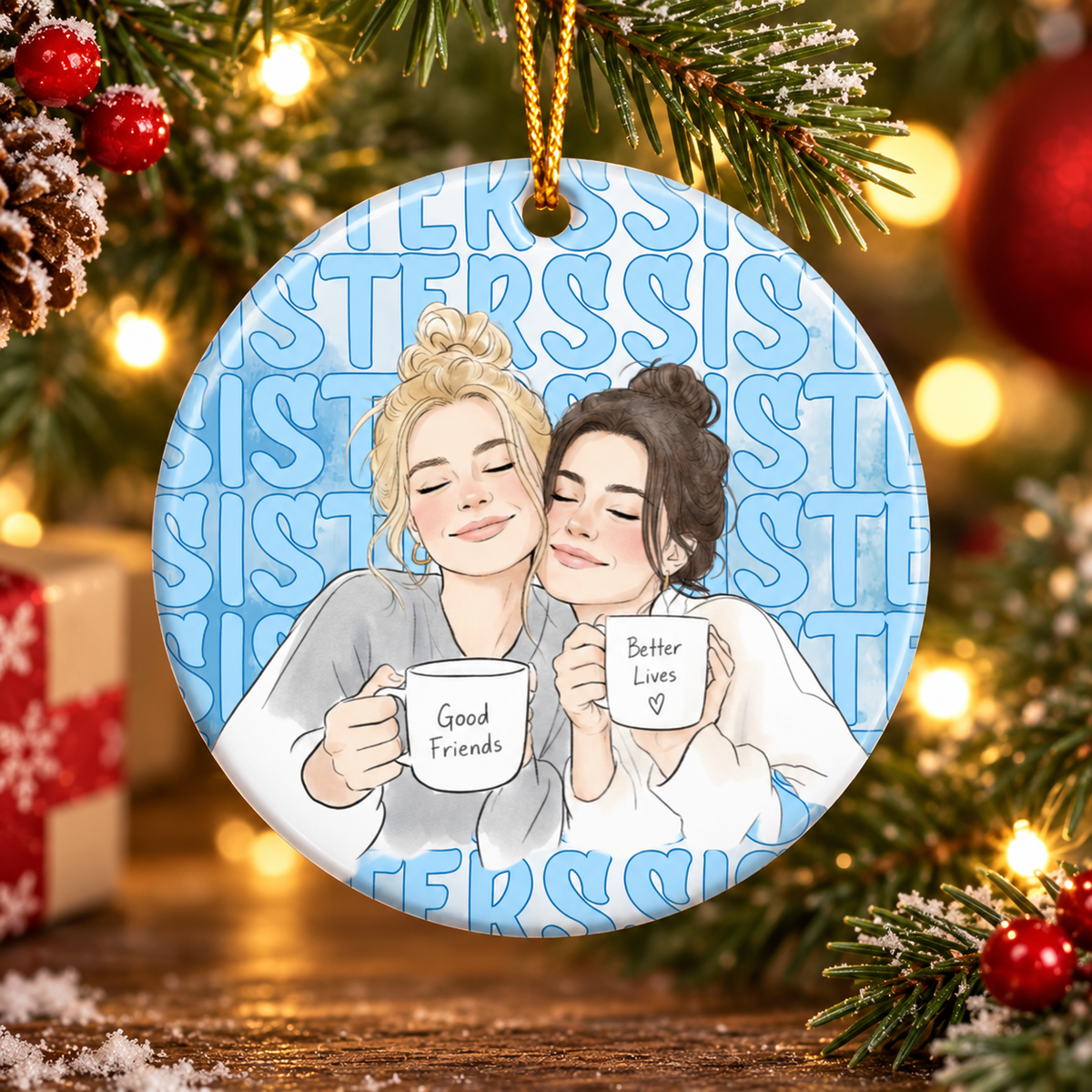 Turn Your Photo Into Watercolor Art - Best B*Tches Friendship Gifts - Personalized Ornament