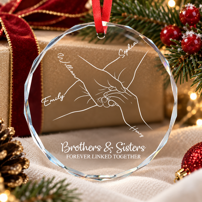 Custom Family Hands Crystal Ornament Personalized Christmas Gift for Couples, Family