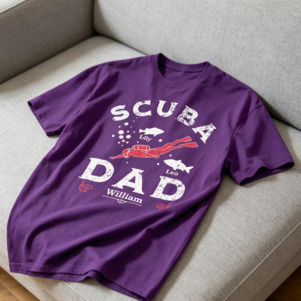 Scuba Dad Personalized Name Shirt - Funny Father's Day Gift for Dad, Husband