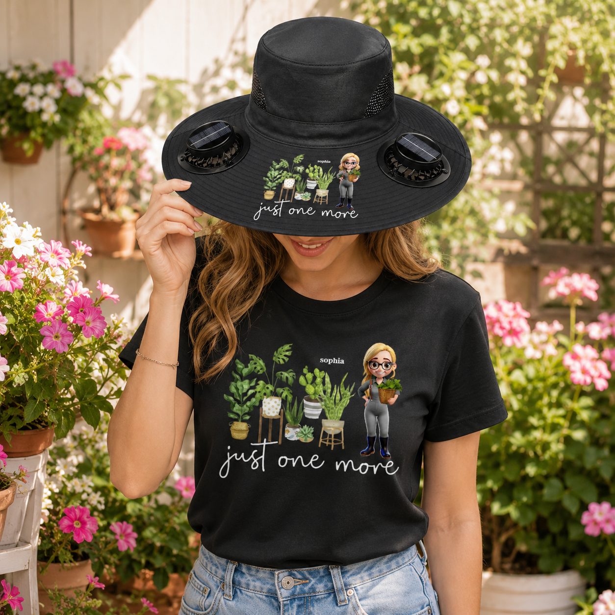 Just One More Plants-Personalized Solar Fan Hat