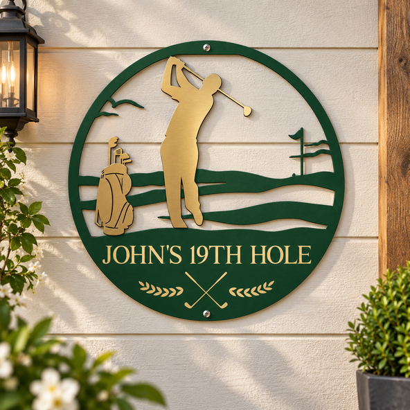 Golf Custom Name, Golf Sign, Bar Sign, 19Th Hole - Personalized Metal Sign