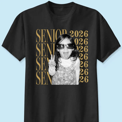 Retro Vintage Photo And Year Senior - Personalized Shirt - Custom Graduate Picture Shirt, Graduation Gift