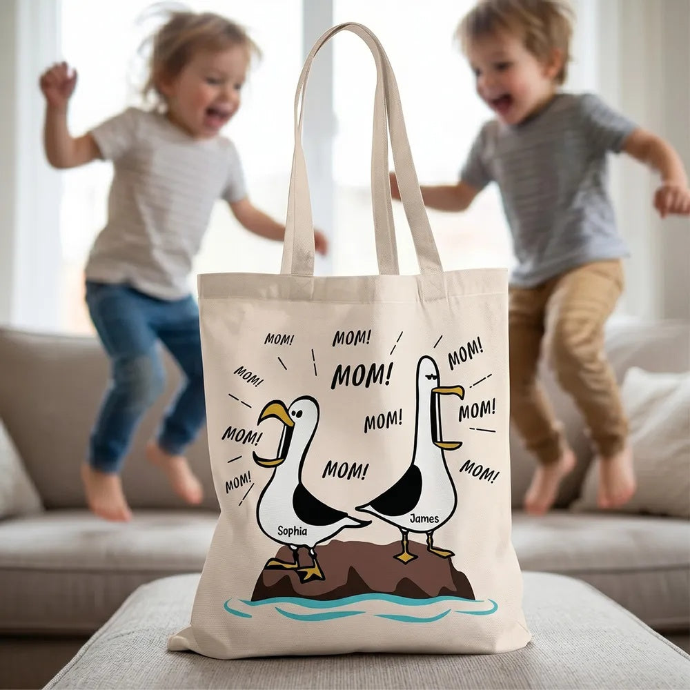 Seagull Mom Mom Mom - Personalized Tote Bag - Funny Mother's Day Gift For Mom