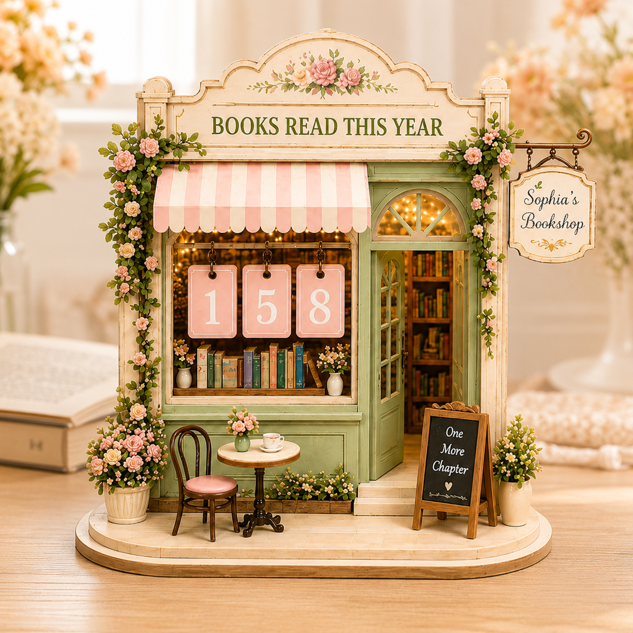 Custom Books Read Counter, Vintage Reading Plaque, Floral Book Lover Gift