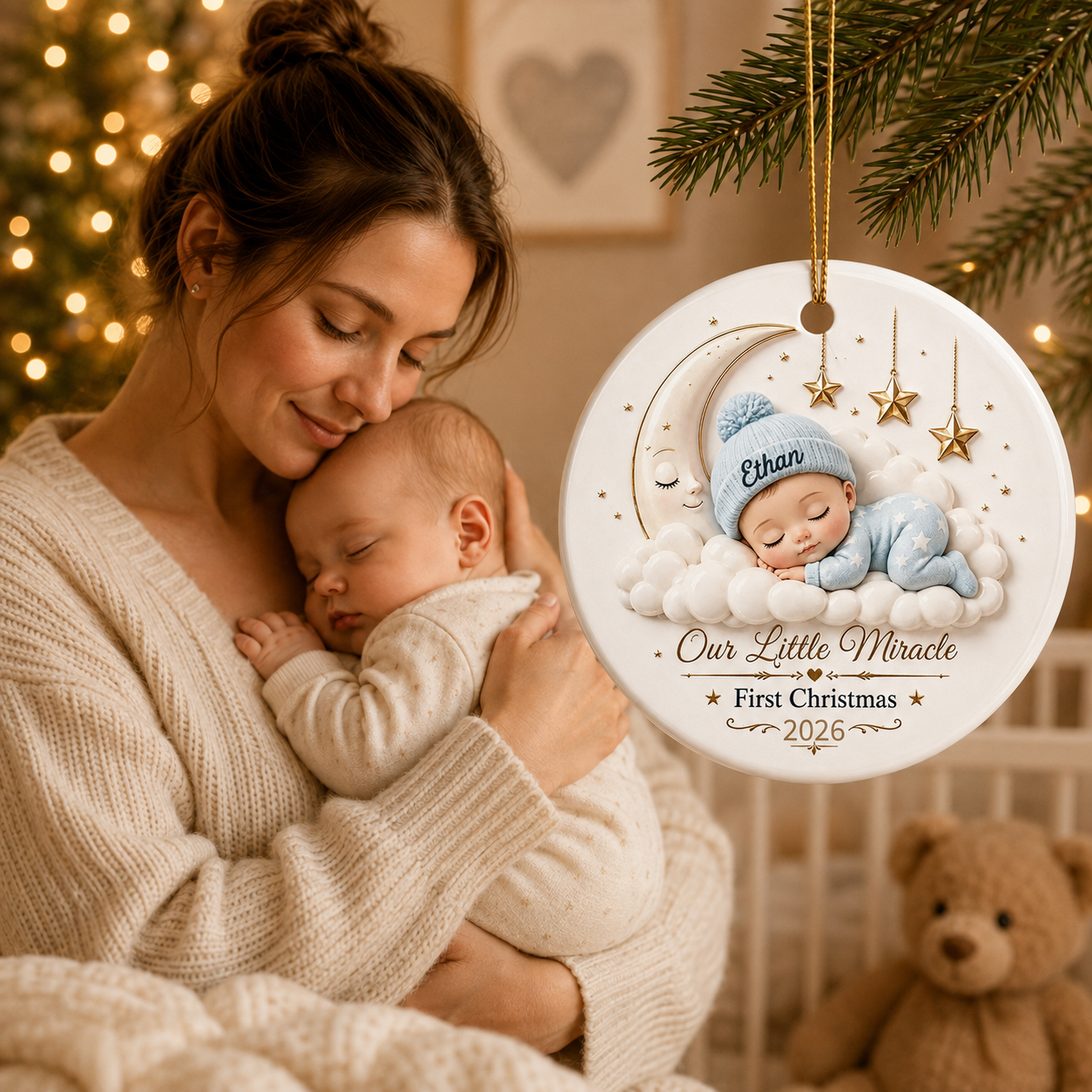 Personalized Baby First Christmas Ornament - Custom Name Baby Gift