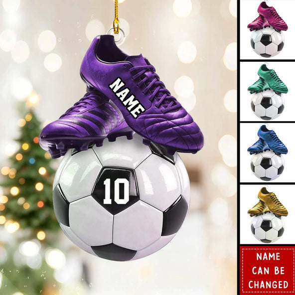 Personalized Soccer Player Ornament – Custom Name & Number Christmas Gift