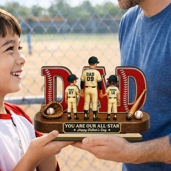 Baseball Dad Legend We Caught The Best Dad - Personalized 2-Layered Wooden Plaque - Father's Day Gift For Dad
