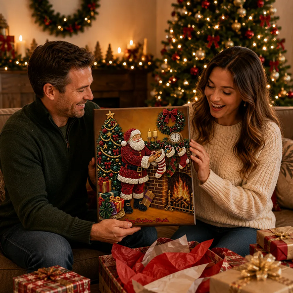 3D Pearl Art DIY Kit – Personalized Name Christmas Canvas Wall Decor for Holiday Decor & Gifts for Family and DIY Lovers