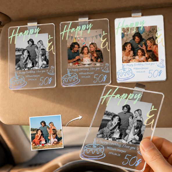 Happy Birthday We Love You Dad - Personalized Car Visor Clip Father's Day Birrthday Gifts