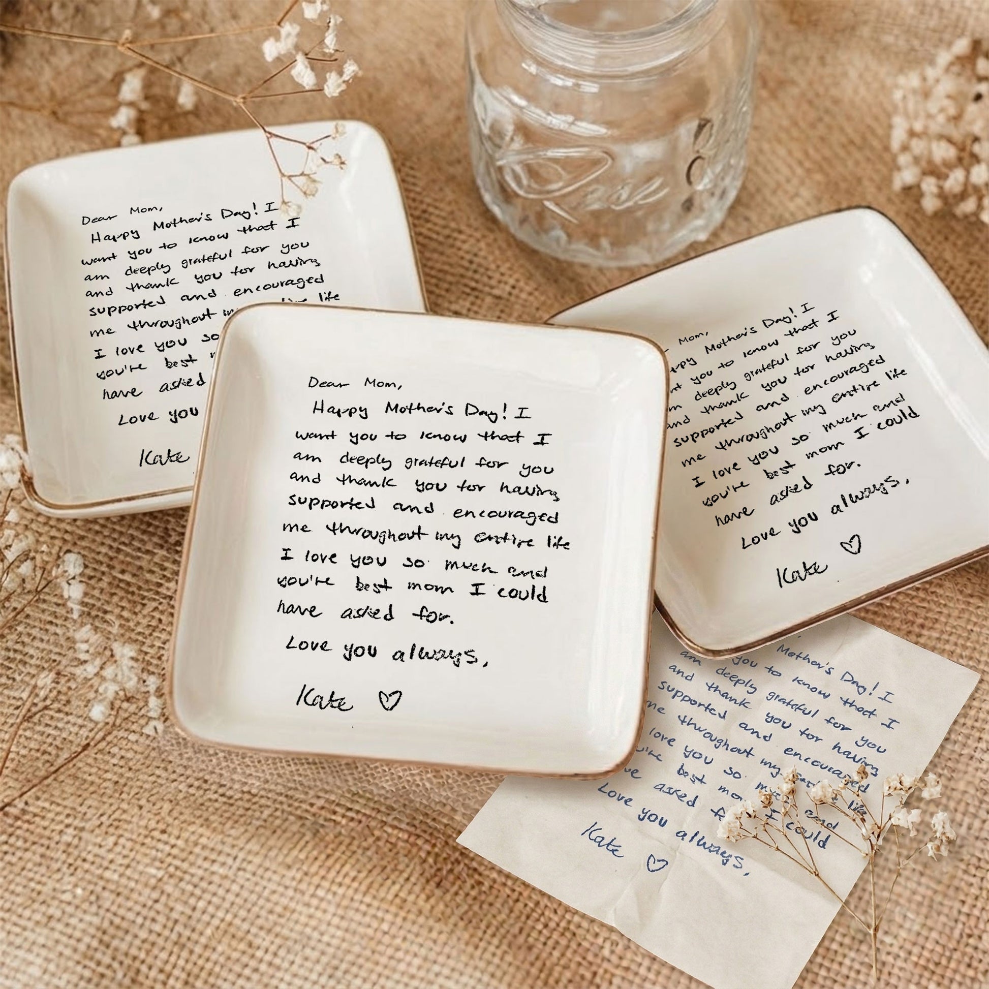 Personalized Actual Handwriting For Her, Lovers, Mom, Daughter Trinket Tray - Personalized Jewelry Dish