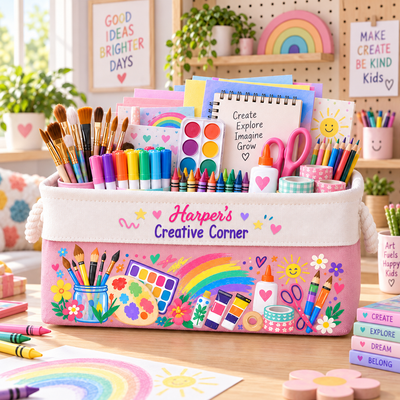 Creative Art Caddy for Young Artists, Gift for Children & Grandchildren - Personalized Storage Basket