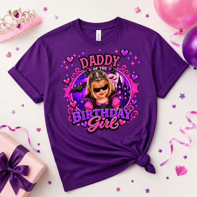 Personalized Photo Gothic Bat Castle Tee,  Spooky Halloween‑Theme Front Back Print Matching Family Birthday Party Shirt Gift For Girls