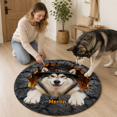 Trending Cute Dog Cat Personalized Doormat, Halloween Gift for Dog Mom & Cat Momman Vintage Red Truck Cabin Wreath Pattern, Indoor Holiday Home Decor Gift For Family, Christmas Enthusiasts