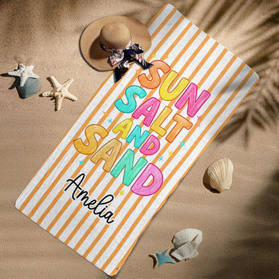 Striped Summer Beach Life - Personalized Beach Towel