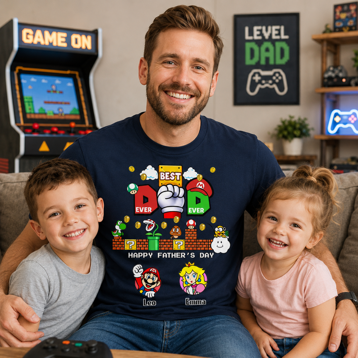 Mario Cartoon Personalized Name Shirt- Funny Father's Day Gift for Dad, Husband