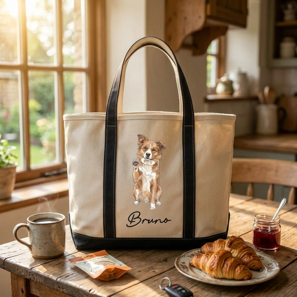Custom Pet Portrait Watercolor Gift For Dog Mom, Cat Mom - Personalized Tote Bag