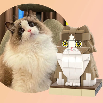 Custom Pet Brick Figure | Personalized Dog & Cat Block Portrait from Your Photo, Unique Pet Memorial Keepsake