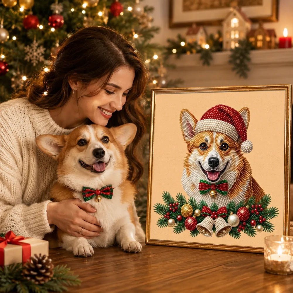 Custom Christmas Pet Pearl Bead Portrait Perfect Gift For Pet Lovers