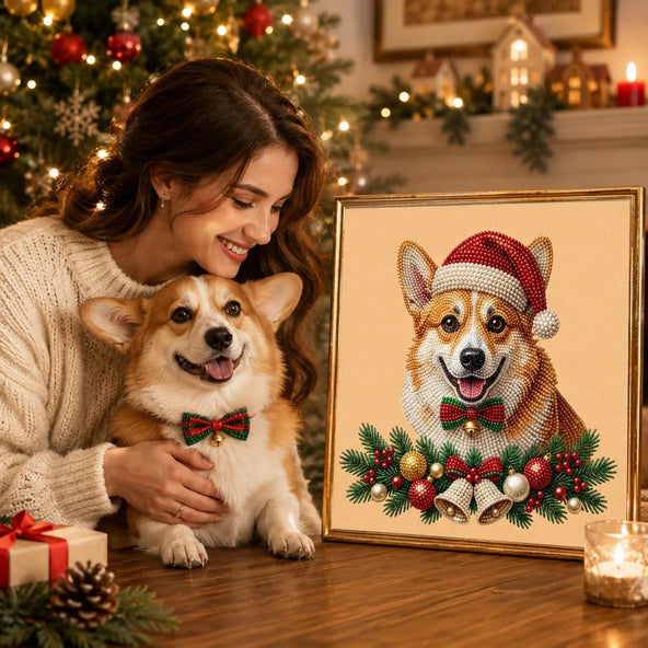 Custom Christmas Pet Pearl Bead Portrait Perfect Gift For Pet Lovers
